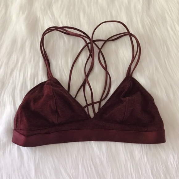 VS Strappy Triangle Racerback Bralette Bra XS Heather Wine - Picture 4 of 7